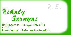 mihaly sarnyai business card